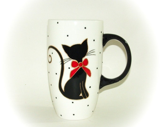 Mug tasse original grande contenance thème chat fait main artisanal