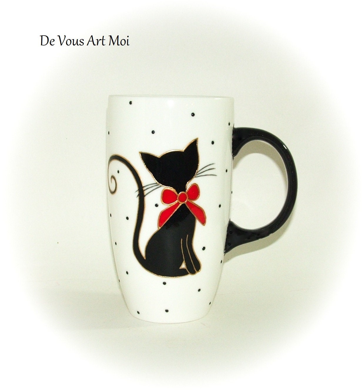 Mug Tasse Porcelaine Femme, Cadeau Thème Chat, Mug Original Grande Contenance, Fait Main Artisanal