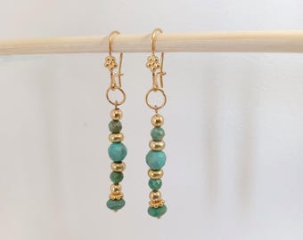 Handmade Gold-Plated Genuine Turquoise Earrings