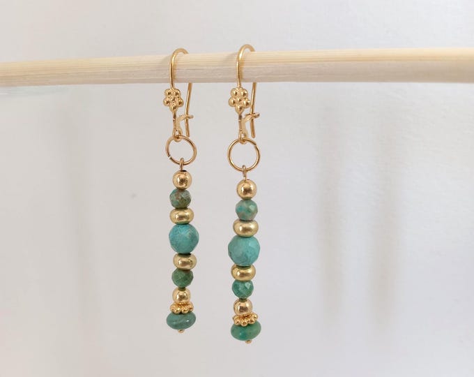 Handmade Gold-Plated Genuine Turquoise Earrings