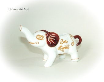 Éléphant céramique porcelaine décorée fait main artisanal