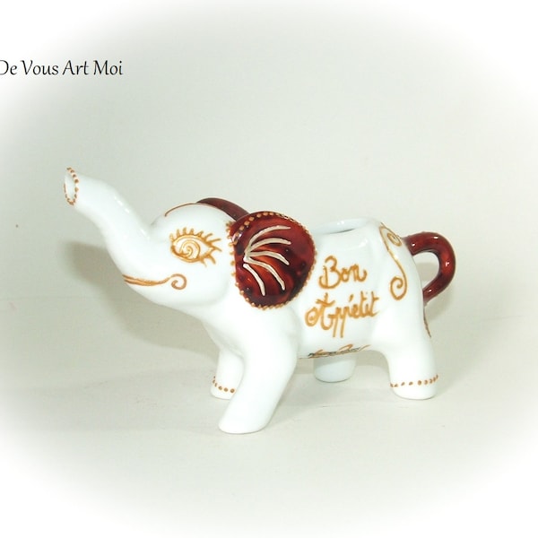 Éléphant céramique porcelaine saucière crémier support pic apéritif fait main artisanal