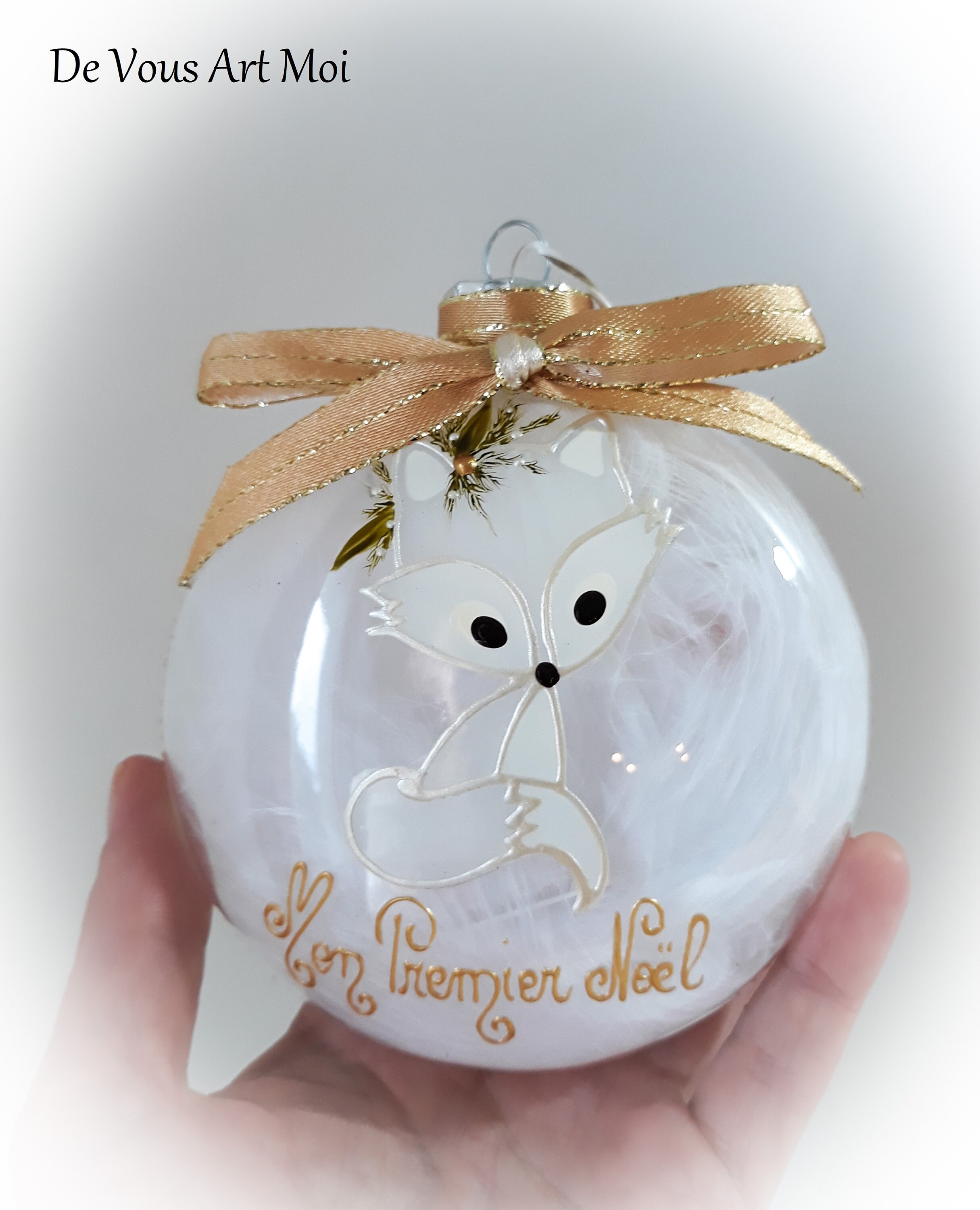 Boule premier noël prénom personnalisée boule noël personnalisée renard