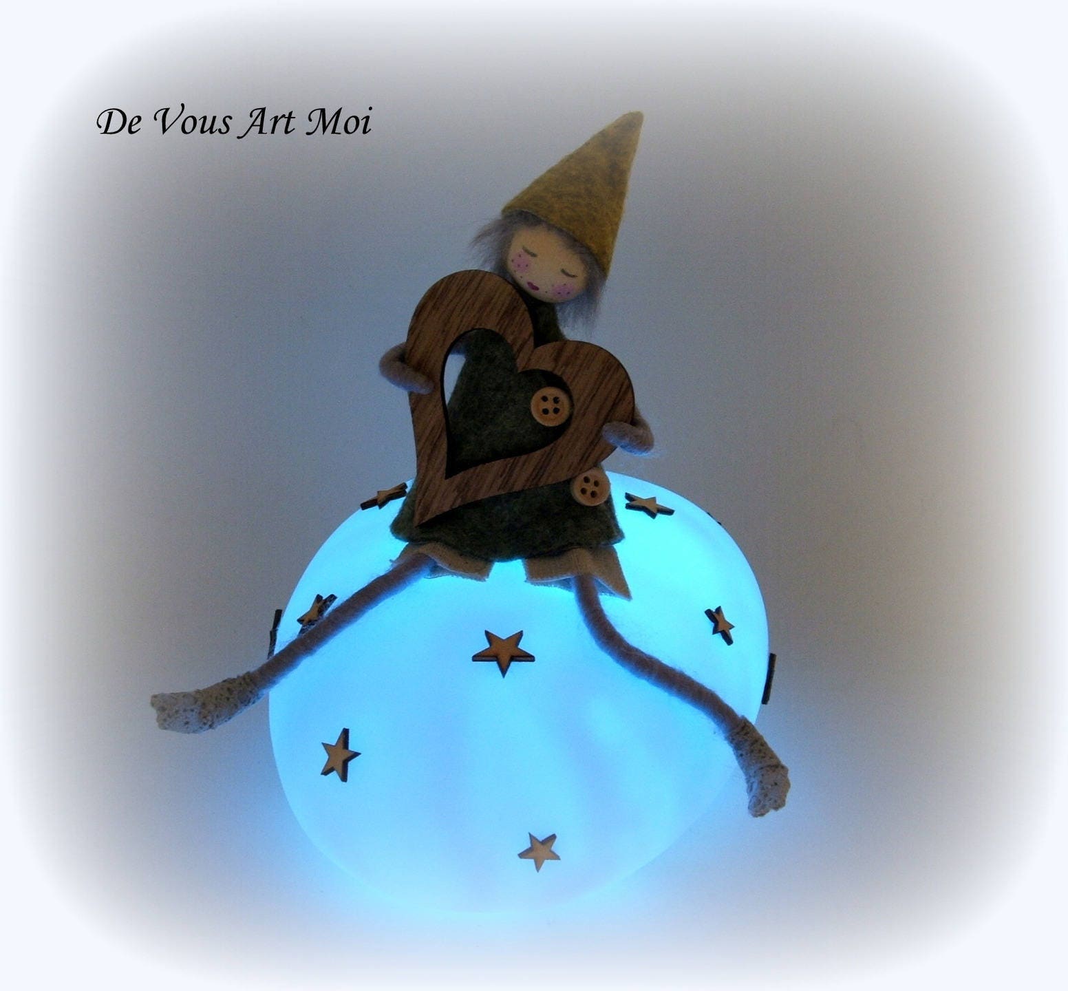 Lampe Lutin Fait Main, Veilleuse Enfant, Lampe Féerique Poétique, Décoration Chambre Garçon, Veilleu