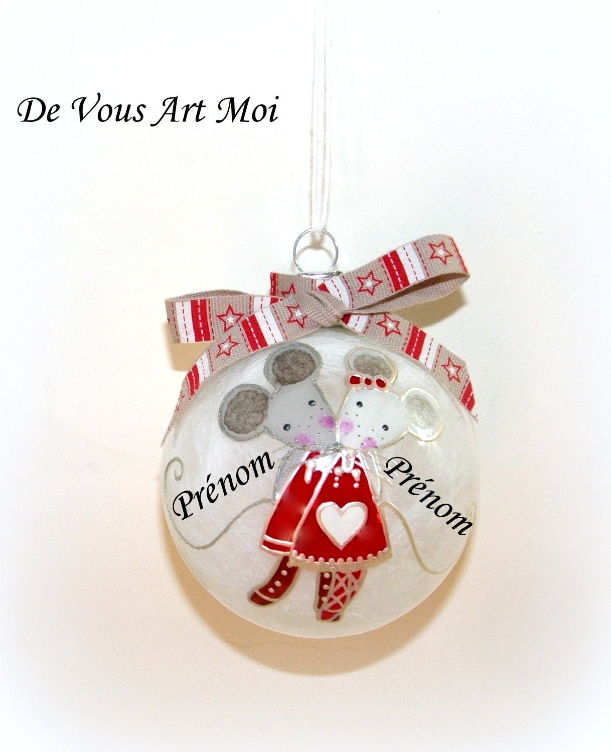 Boule Noël prénom personnalisé,cadeau décoration Noël couple,fait