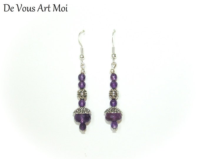 Boucles D'oreille Améthyste argent 925 originales artisanale