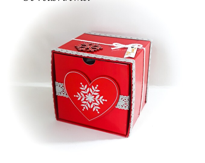 Coffret boite thème noël boite emballage cadeau noël fait main artisanale