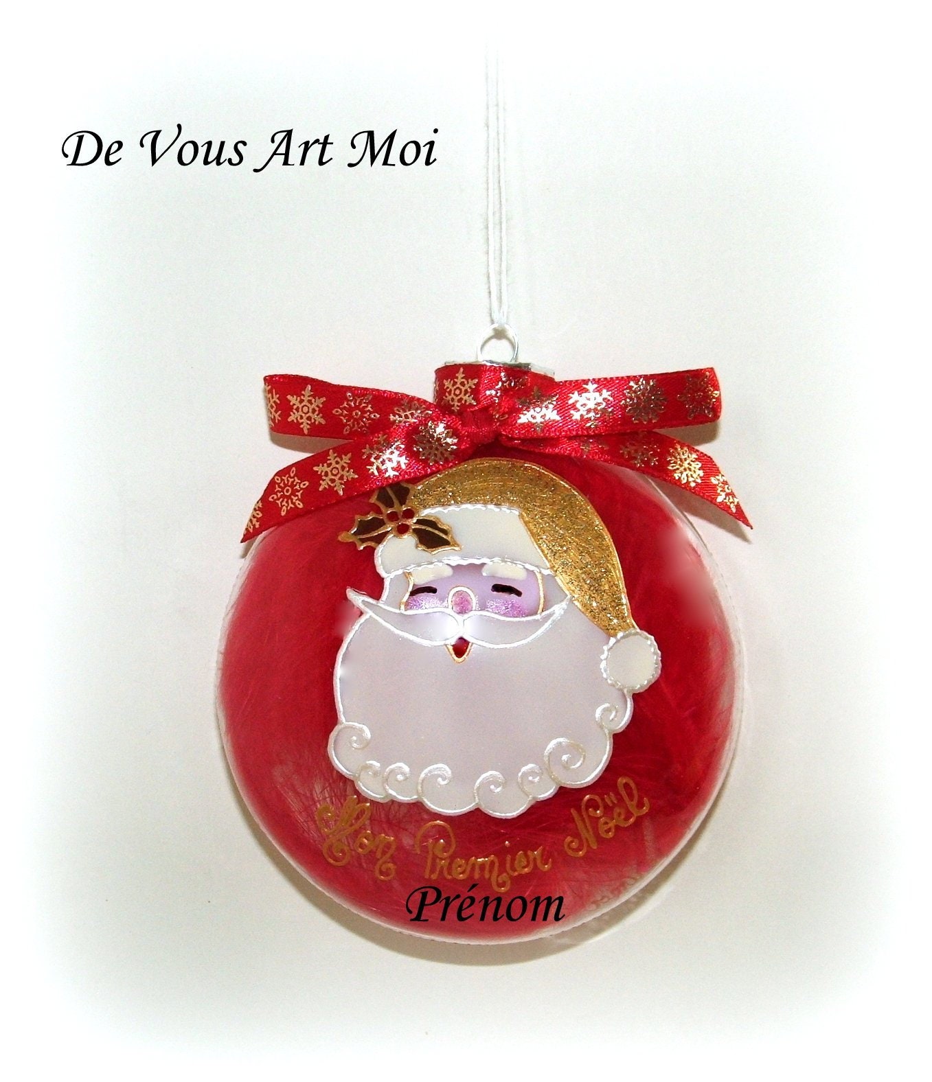 Boule Père Noël Personnaliséeboule Verre Premier Noël