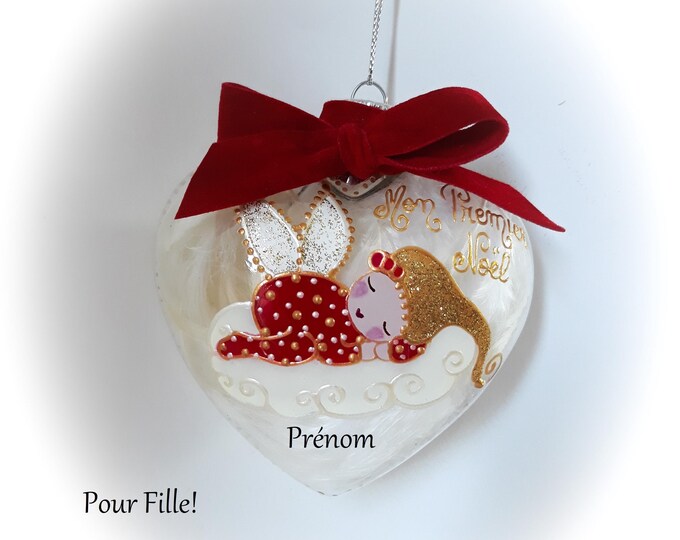 Boule de Noël personnalisée prénom fille Boule fée lutine efle Noël verre peint main artisanal