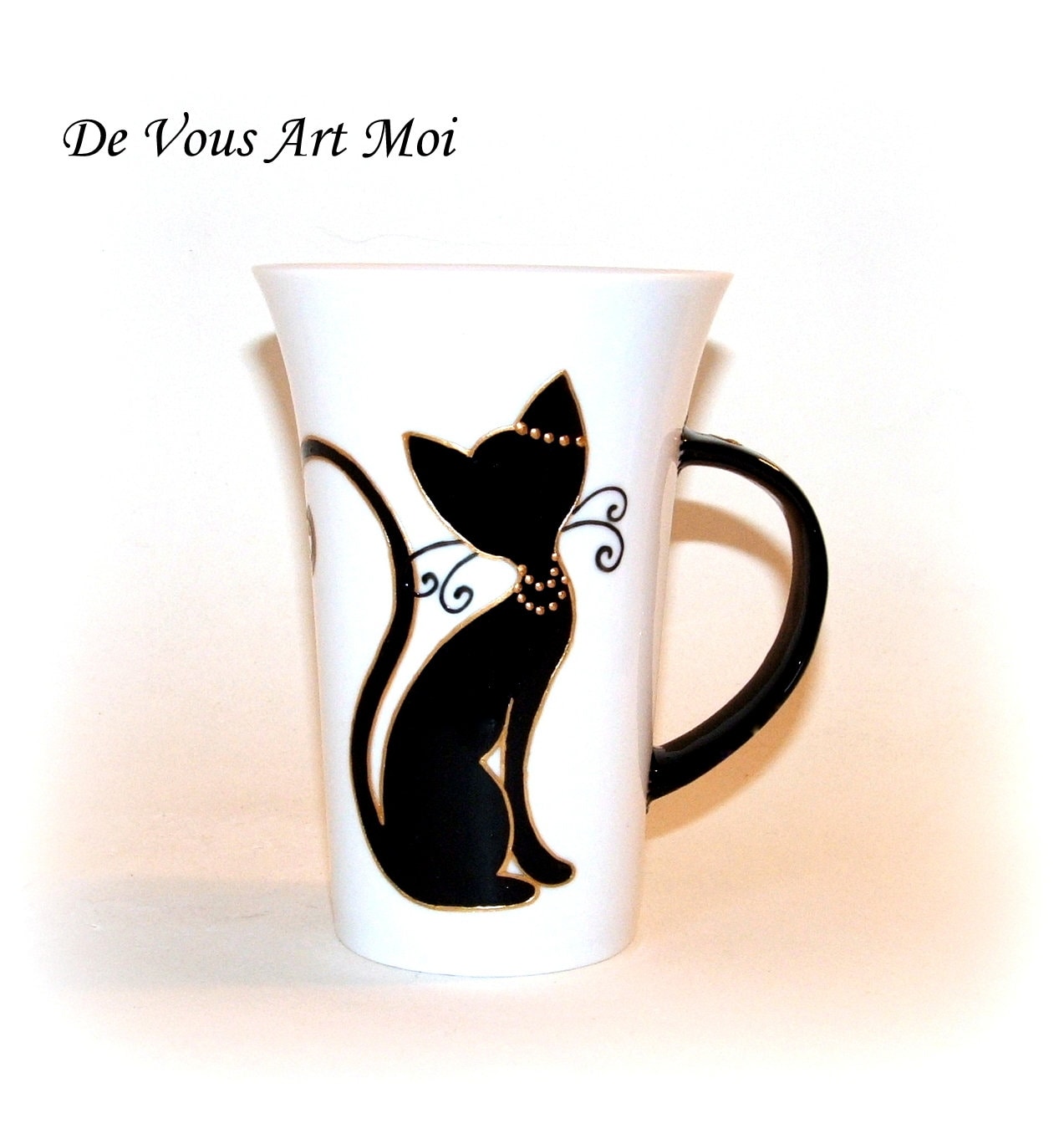Mug noir Paon en fractions, œuvre d'art imprimé sur tasse, en céramique cadeau unique et inspirante