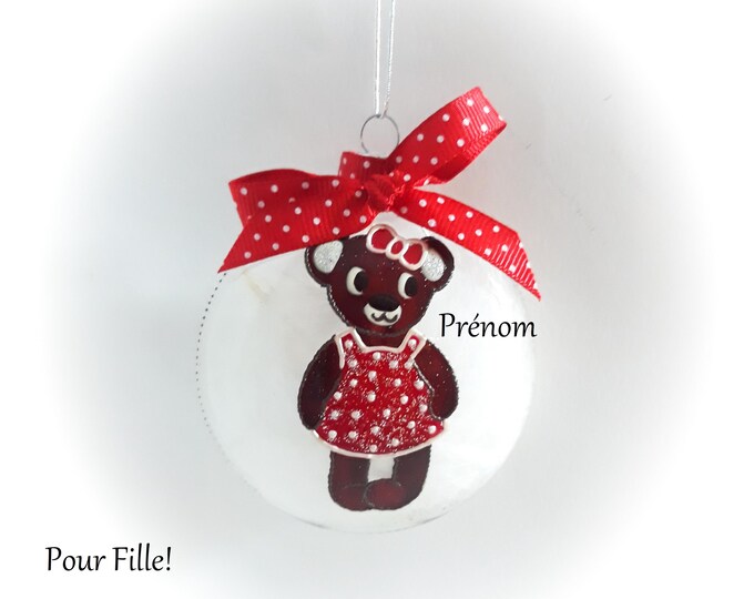 Boule de Noël prénom personnalisé enfant fille peinte main artisanale