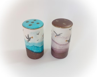 Salière poivrière céramique porcelaine duo sel poivre artisanale peinte main