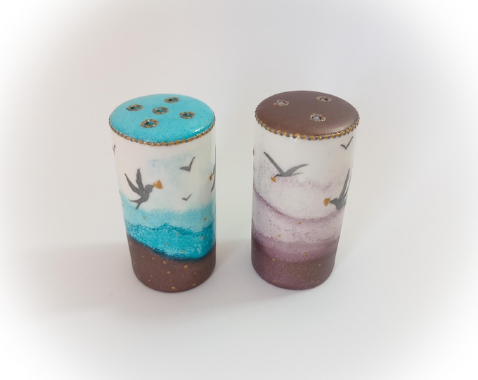 Salière poivrière céramique porcelaine duo sel poivre artisanale peinte main