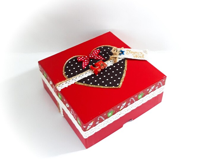 Coffret boite thème Noël boite cadeau originale veille de Noël fait main artisanale