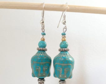 Original handmade 925 sterling silver Buddha earrings