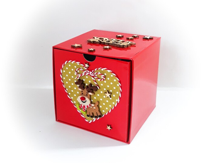 Boite coffret emballage cadeau noël veille de Noël artisanal fait main