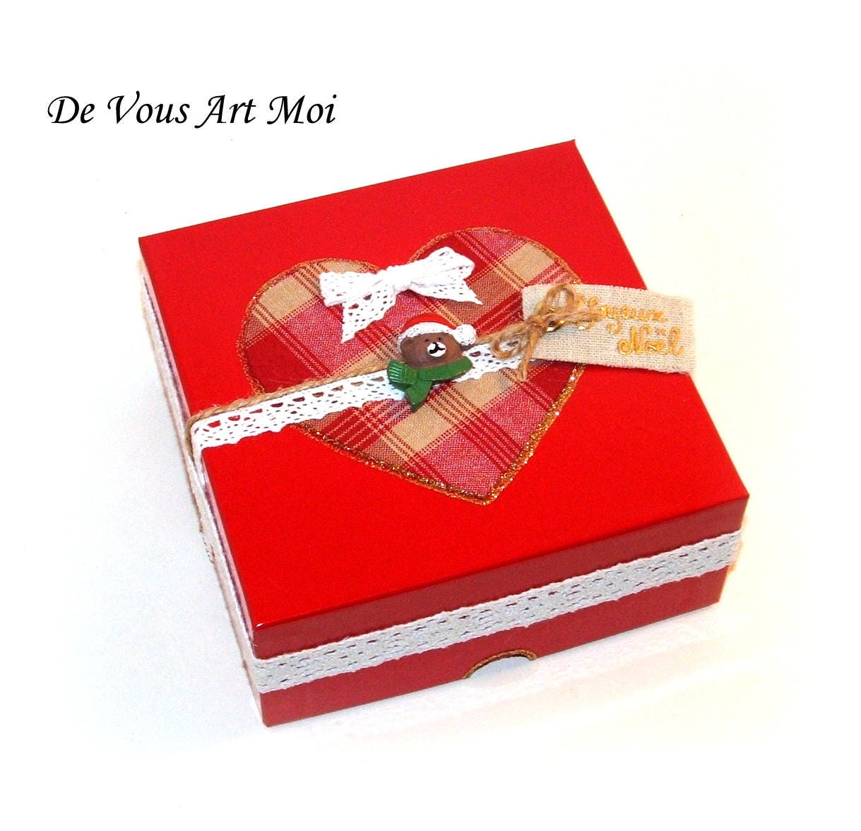 Boite Cadeau Noël Rougecoffret Boule Noelfait Mainboite