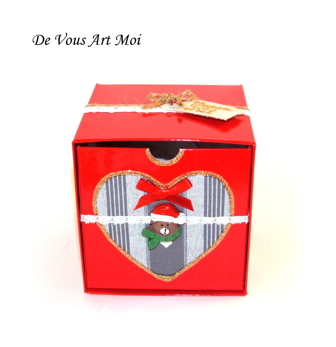 Coffret boite thème Noël,boite veille de noël,décorée main,boite rangement  boule noël