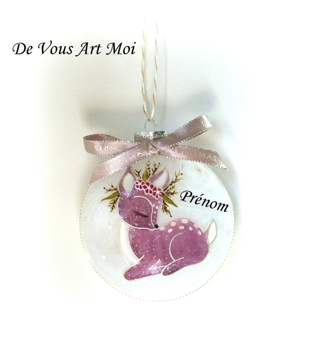 Boule De Noël Personnaliséeboule Enfant Faon Noëlfait Main