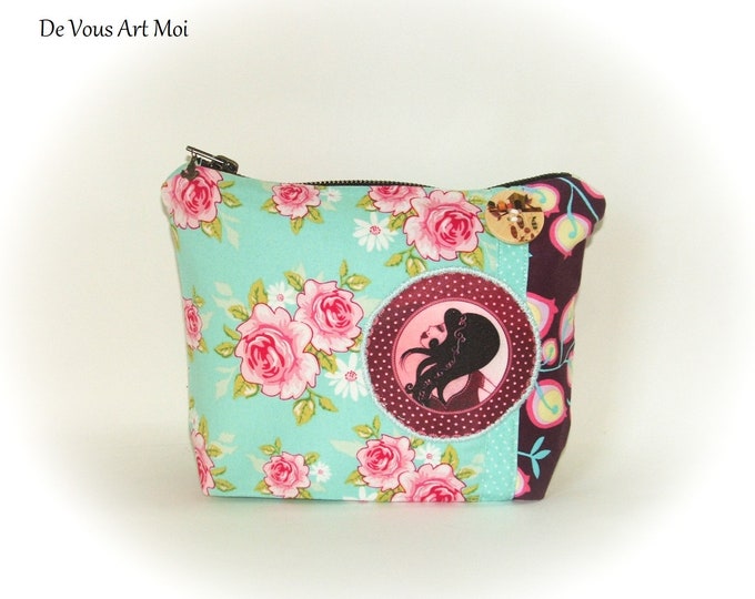 Trousse pochette tissus coloré,trousse originale fait main,artisanal