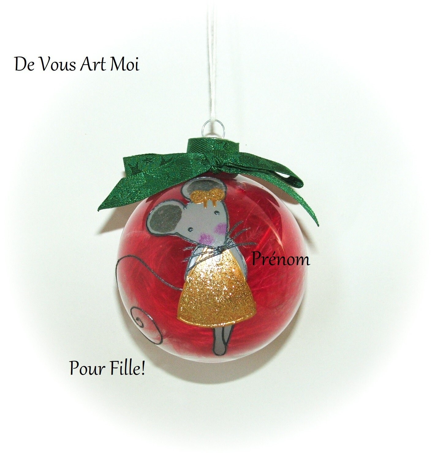 Boule Noël Personnalisée Prénom, Boule Verre Fille, Cadeau Noël Personnalisable Enfant