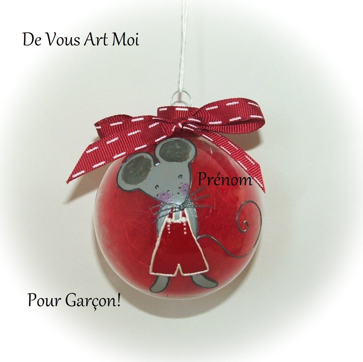 Boule Noël Enfant Personnalisée, Boule Prénom Garçon, Verre Peint Main