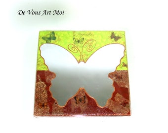 Miroir forme originale,petit tableau miroir papillon,fait main artisanal