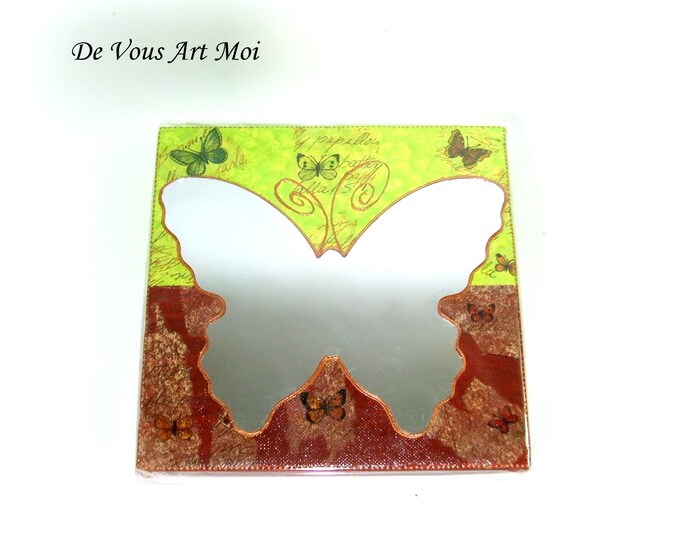 Miroir forme originale,petit tableau miroir papillon,fait main artisanal