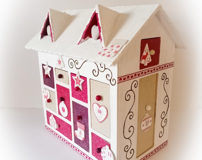 Calendrier de noël maison de Noël calendrier avent noël original fait main artisanal