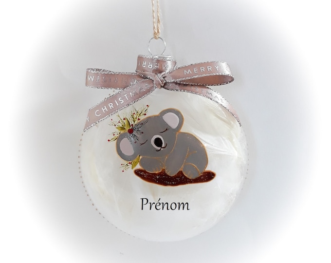 Boule de noël personnalisée illustration koala Noël verre fait main artisanale