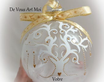 Boule de noël personnalisée fait main en verre peint main artisanale