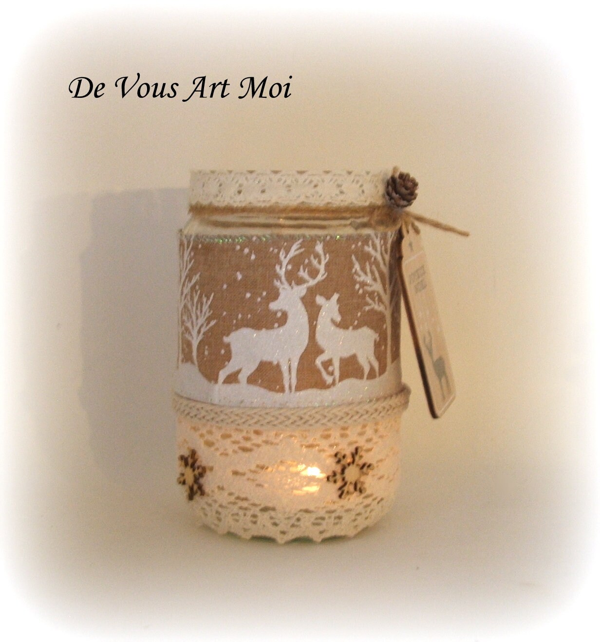 Photophore de Noël verre,décoration rennes noël,bougeoir lanterne Noël
