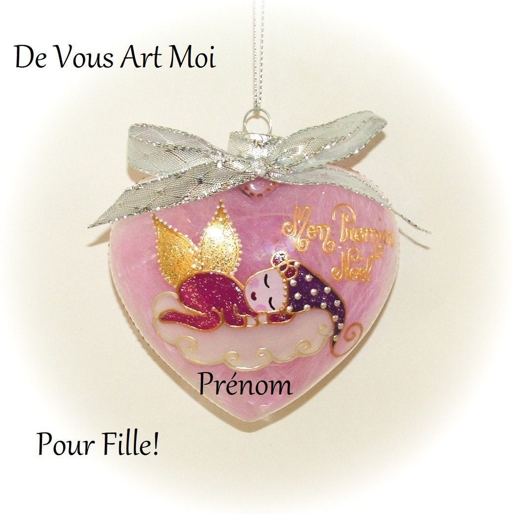 Boule Premier Noël Personnalisée Fille, Boule Noël Bébé Fée Elfe Personnalisable, Fait Main Artisana