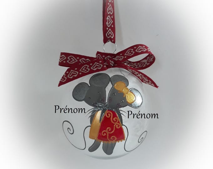 Boule de noël personnalisée Cadeau noël couple original personnalisé peinte main artisanale