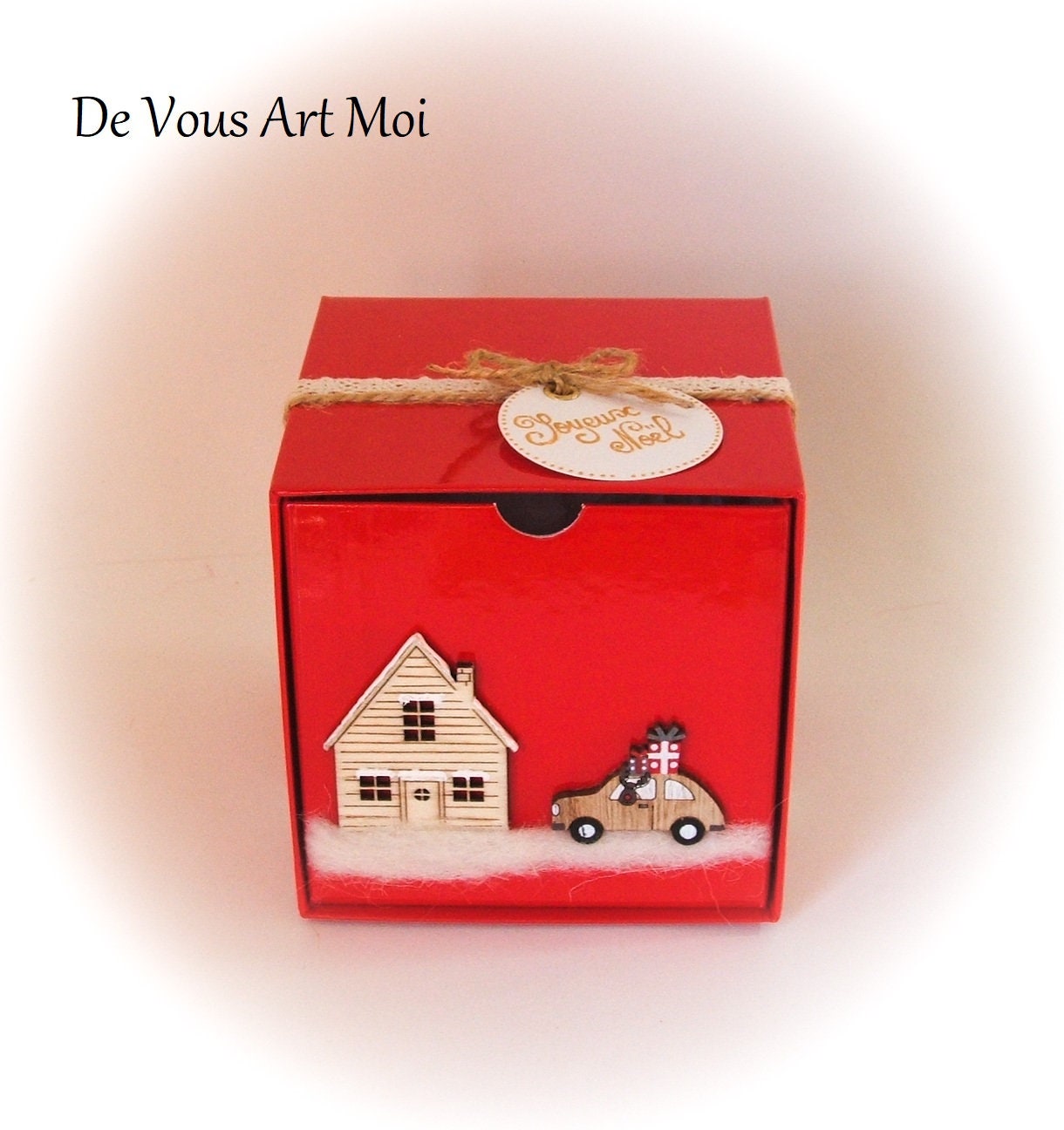 Coffret Boite Thème Noël, Boite Sapin Veille de Noël, Fait Main Artisanale