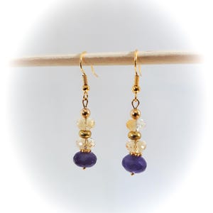Amethyst Citrine earrings, natural genuine stones, gold plated, handmade