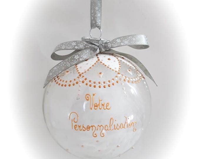 Boule de noël personnalisée fait main en verre peint main artisanale