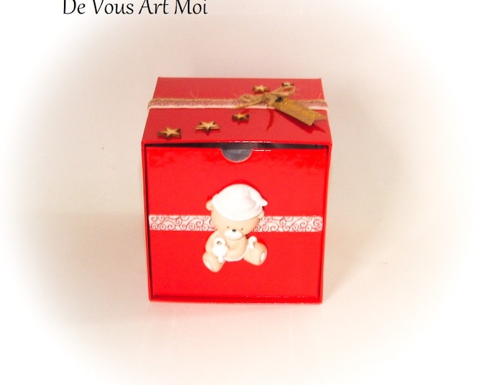 Boite coffret emballage cadeau noël veille de Noël artisanal fait main