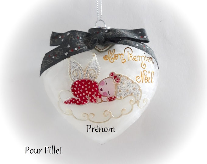 Boule de Noël prénom personnalisée boule fée lutine ange noël artisanale verre peint main