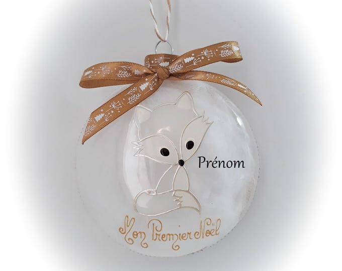 Boule de Noël mon premier noël renard personnalisée verre fait main artisanale