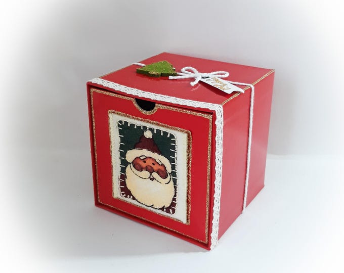 Coffret boite thème Noël boite cadeau originale veille de Noël fait main artisanale