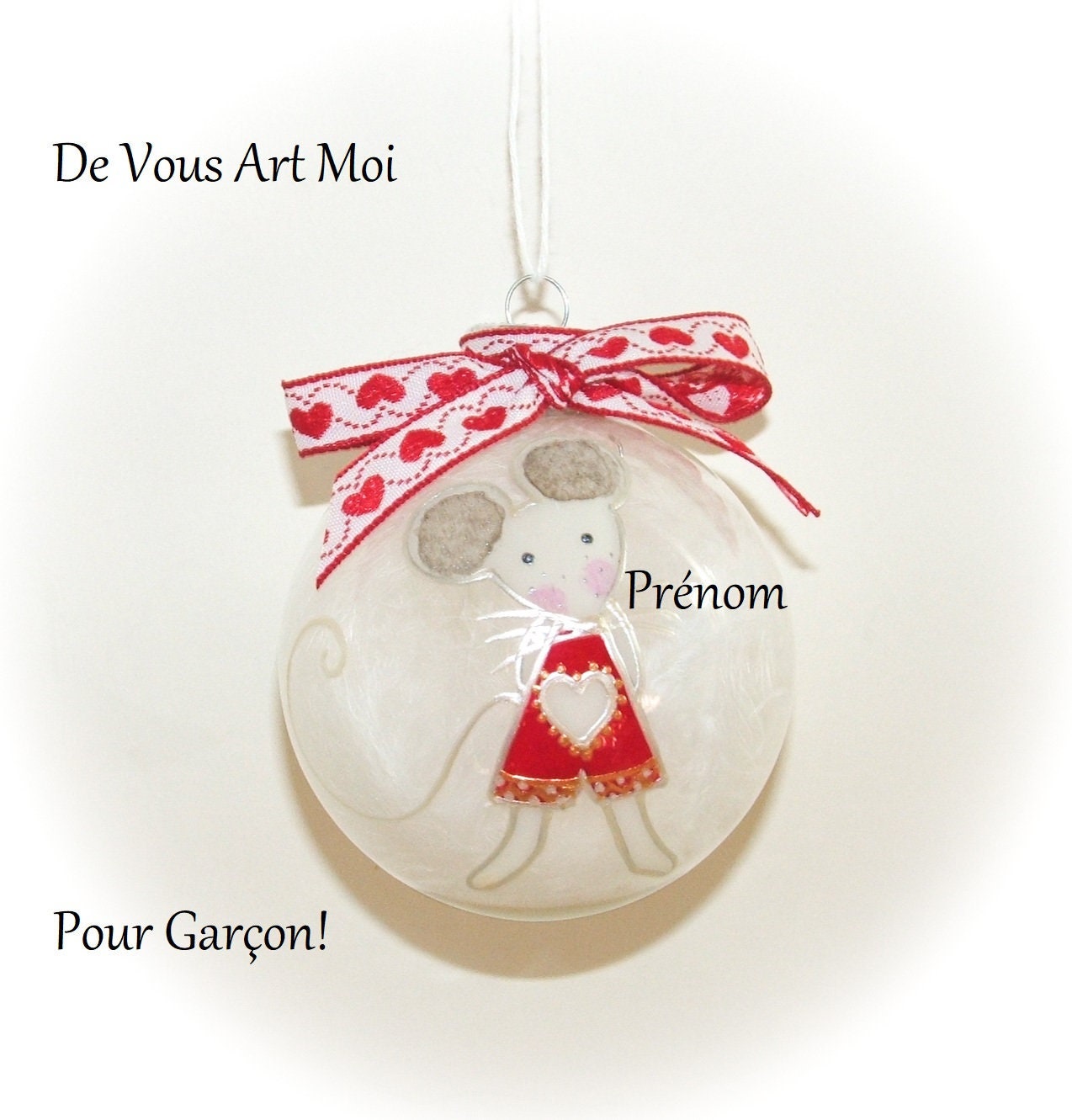 Boule Noël Enfant Personnalisée, Boule Prénom Garçon, Verre Peint Main