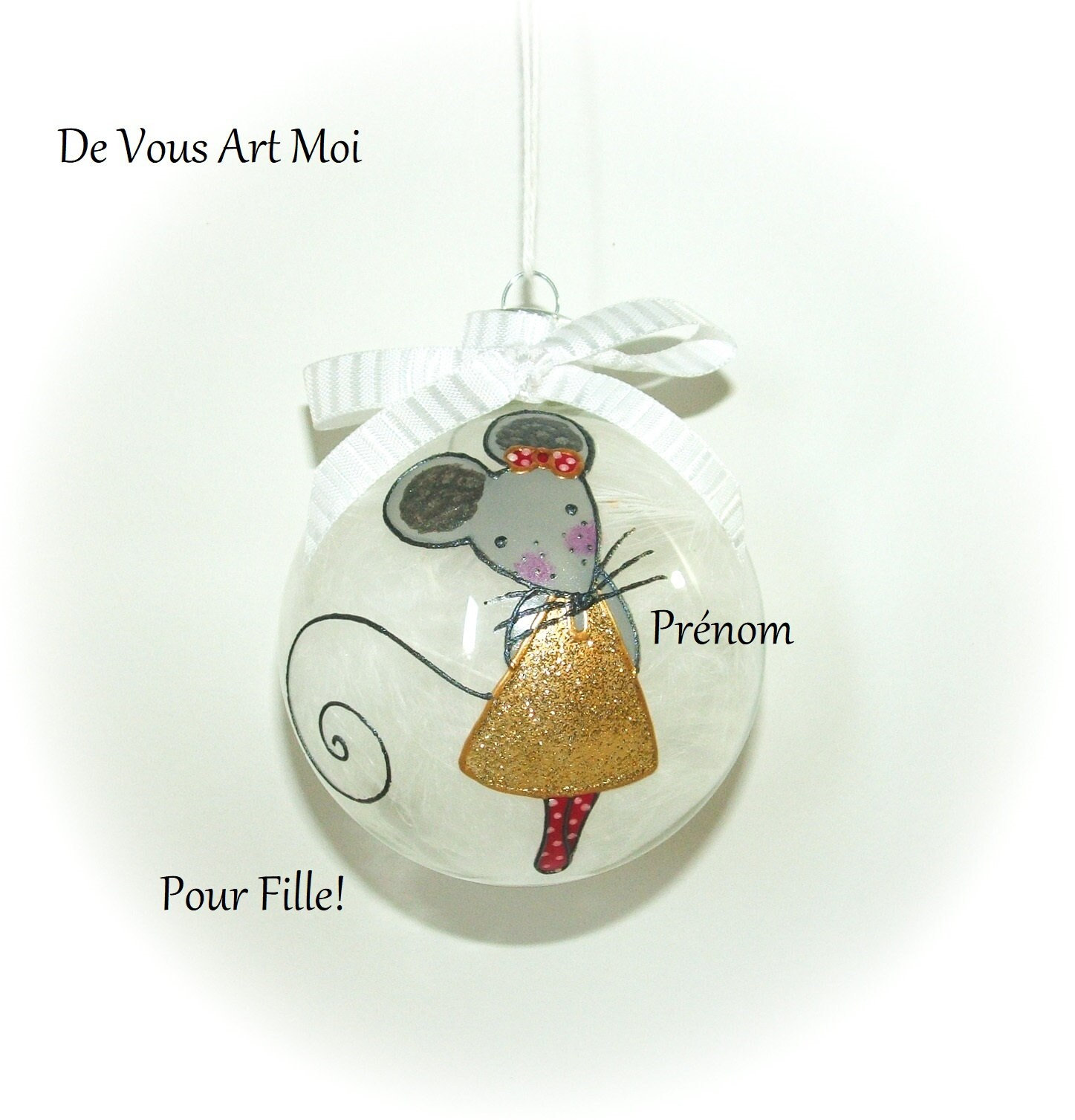 Boule Noël Personnalisée Prénom, Boule Verre Fille, Cadeau Noël Personnalisable Enfant