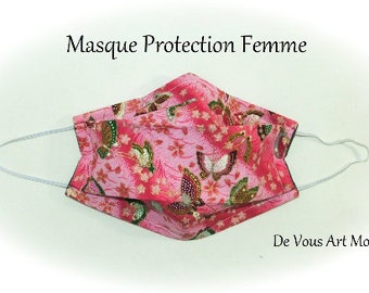 Masque tissus visage Femme,masque tissus japonais lavable,fait main artisanal France