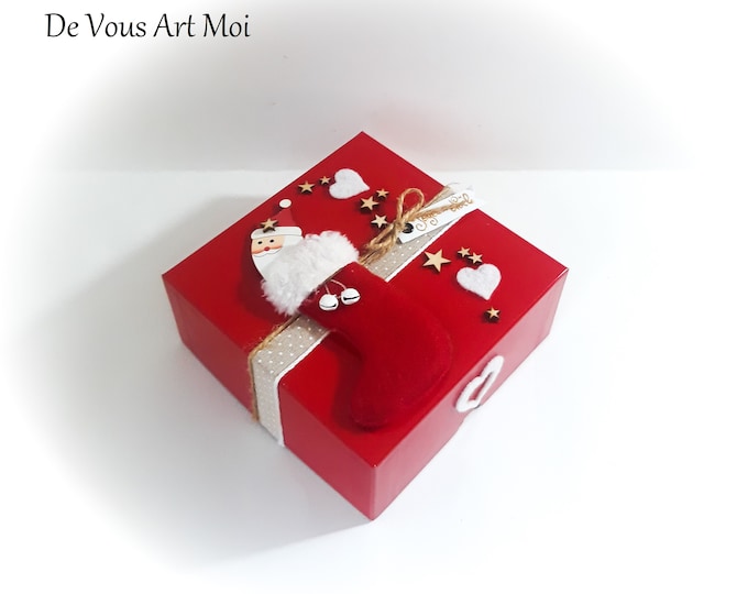 Coffret boite thème Noël boite cadeau originale veille de Noël fait main artisanale