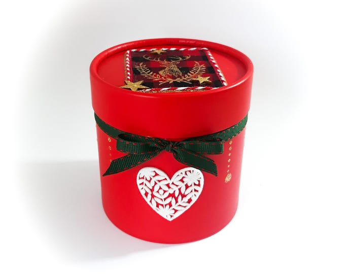 Boite coffret emballage cadeau noël veille de Noël artisanal fait main