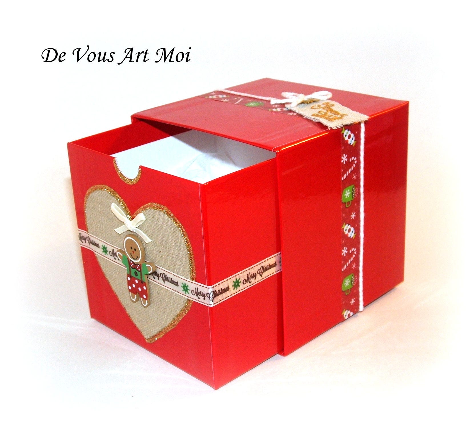Boite cadeau bois Noël - Coffret cadeau cube en bois