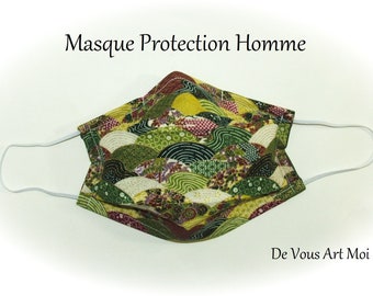 Masque visage Homme tissus,masque Homme tissus original,fait main artisanal France