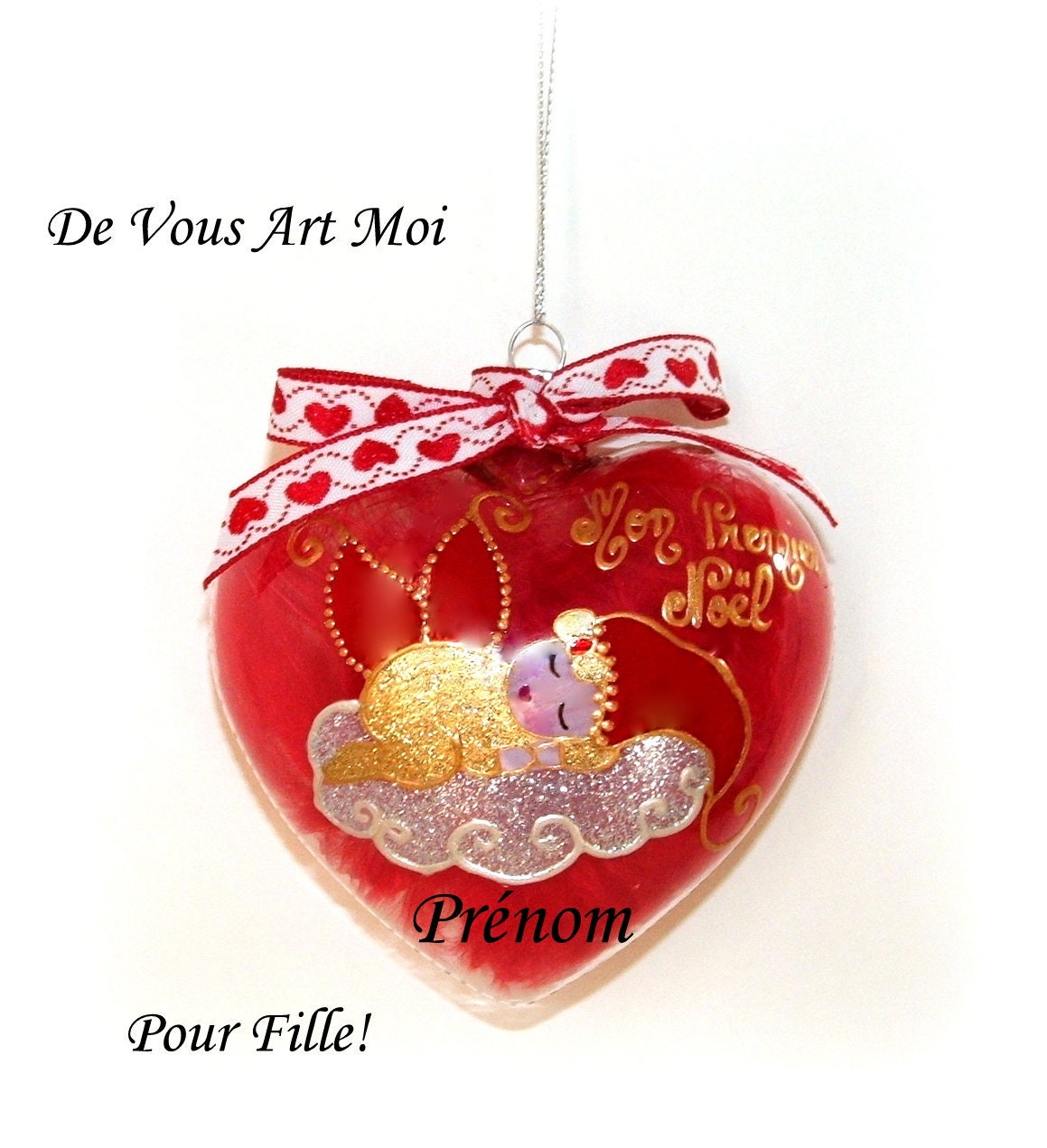 Boule Personnaliséemon Premier Noëlpeinte Mainbébé Fée De