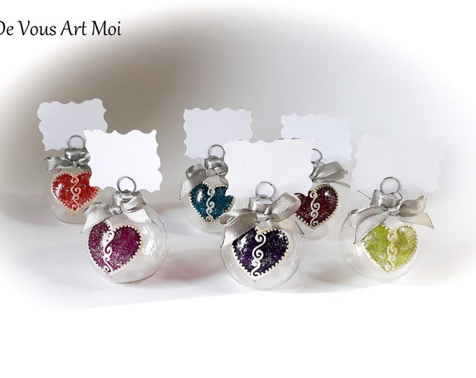 Marque place boule en verre peinte main artisanale peinte main